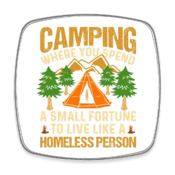 Camping - Magnet carré - blanc - Devant