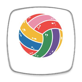 Volley-ball coloré pour les amateurs de sport - Magnet carré - blanc - Devant