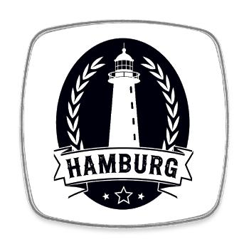 Leuchtturm Hamburg - Viereckiger Kühlschrankmagnet - Weiß - Vorne