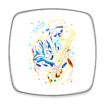 Saxophonist Grandfather - Square fridge magnet - white - Front