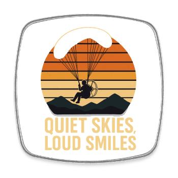 Calm skies, loud smiles Paragliding - Square fridge magnet - white - Front