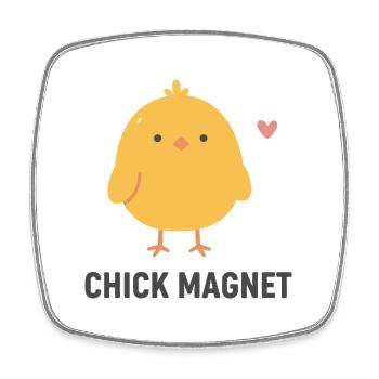 Chick Magnet Charm Tee - Square fridge magnet - white - Front