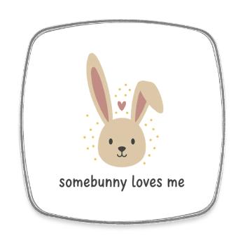 Somebunny Loves Me Bunny Tee - Viereckiger Kühlschrankmagnet - Weiß - Vorne