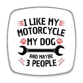 Motorcycle Dog Funny Quote - Square fridge magnet - white - Front