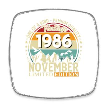 40ème Anniversaire Vintage Novembre Cru 1986 - Magnet carré - blanc - Devant