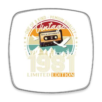 Cassette 45ème Anniversaire Novembre Millésime 1981 - Magnet carré - blanc - Devant