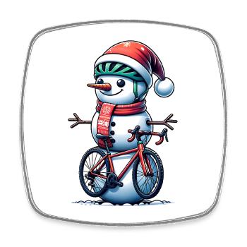 CYcling Christmas Sports Santa Claus - Square fridge magnet - white - Front