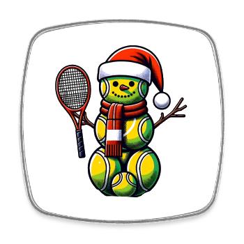 TEnnis Christmas Sports Santa Claus - Square fridge magnet - white - Front