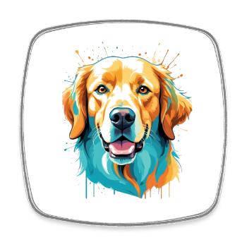 Portrait coloré de chien Popart - Magnet carré - blanc - Devant