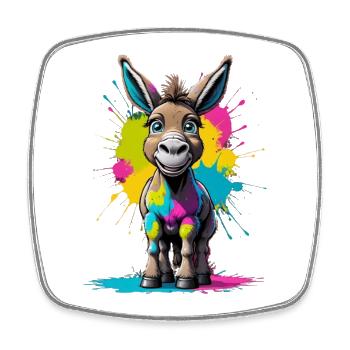Bunter Esel Splash Kunstmotiv - Viereckiger Kühlschrankmagnet - Weiß - Vorne