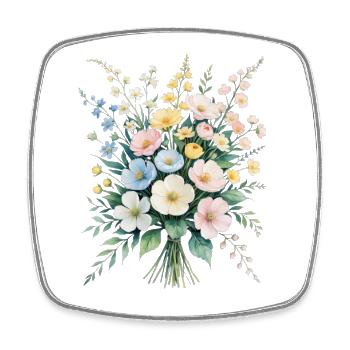 Pastellblumenstrauß Aquarell Bouquet - Viereckiger Kühlschrankmagnet - Weiß - Vorne