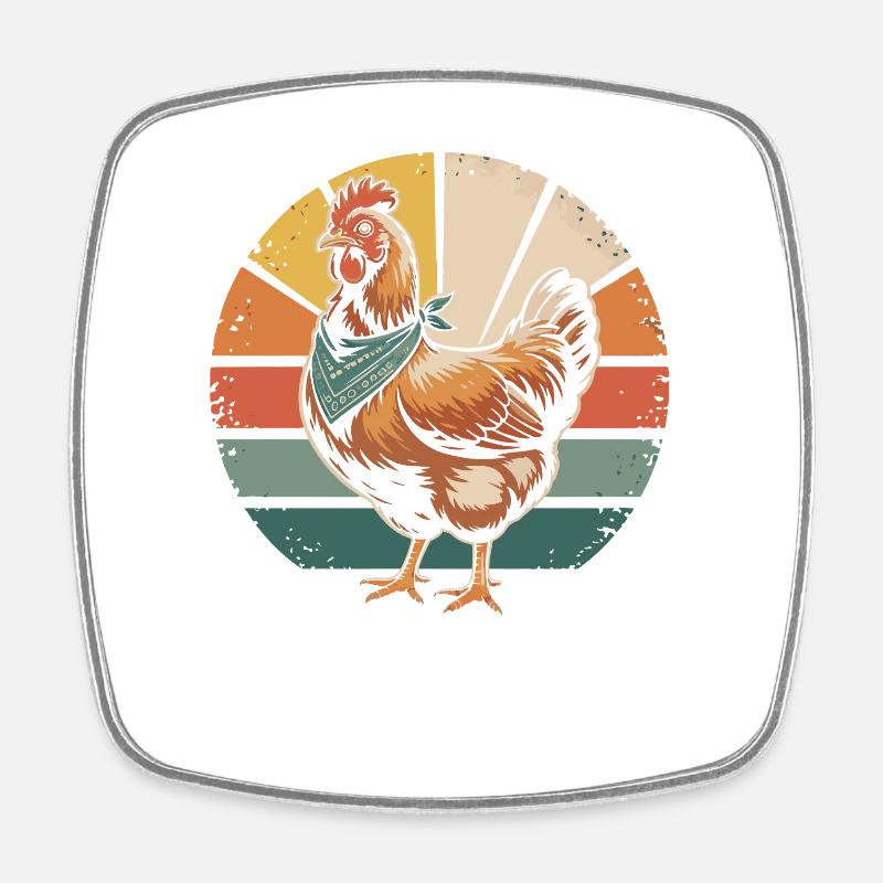 Poulets Poulet - Magnet carré - blanc