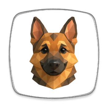 Polygon Schäferhund – Geometrisches Hundedesign - Viereckiger Kühlschrankmagnet - Weiß - Vorne