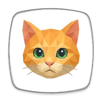 Polygon Cat – Geometric Cat Design - Square fridge magnet - white - Front