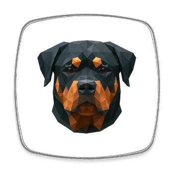 Polygon Rottweiler – Geometrisches Hundedesign - Viereckiger Kühlschrankmagnet - Weiß - Vorne