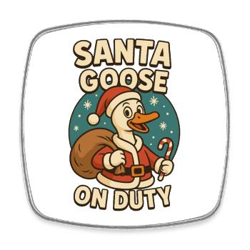Santa Goose On Duty Weihnachten Lustig - Viereckiger Kühlschrankmagnet - Weiß - Vorne