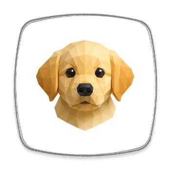 Chiot Golden retriever mignon - Polygon Dog Design - Magnet carré - blanc - Devant