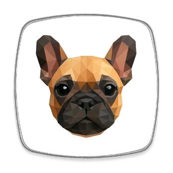 Polygon Französische Bulldogge – Süßer Hund - Viereckiger Kühlschrankmagnet - Weiß - Vorne