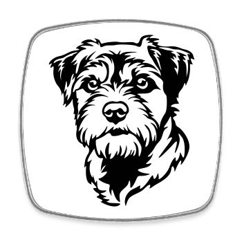 Tête de terrier de la frontière - Magnet carré - blanc - Devant