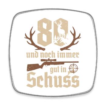 Jäger 80. Geburtstag Jagd 80 Jahre gut in Schuss - Viereckiger Kühlschrankmagnet - Weiß - Vorne