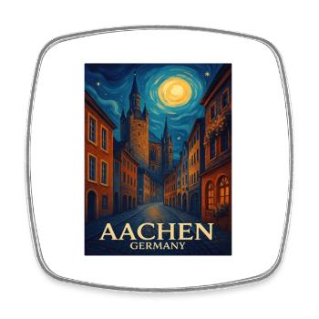 Aachen Nachtstadt Malerei - Viereckiger Kühlschrankmagnet - Weiß - Vorne