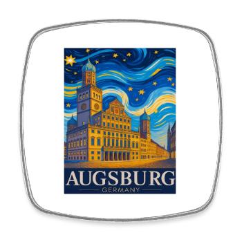 Augsburg Skyline Wirbel - Viereckiger Kühlschrankmagnet - Weiß - Vorne
