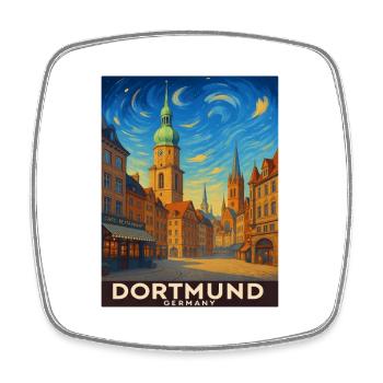 Dortmund Skyline Malerei - Viereckiger Kühlschrankmagnet - Weiß - Vorne