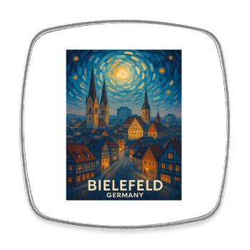 Bielefeld : panorama nocturne : ligne d’horizon - Magnet carré - blanc - Devant