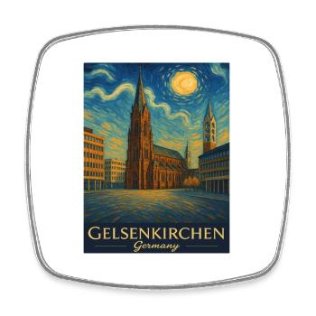 Cathédrale de Gelsenkirchen Ciel étoilé - Magnet carré - blanc - Devant