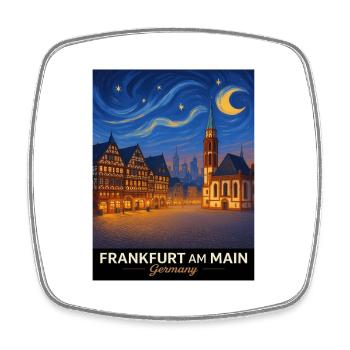 Frankfurt am Main Nachtansicht - Viereckiger Kühlschrankmagnet - Weiß - Vorne