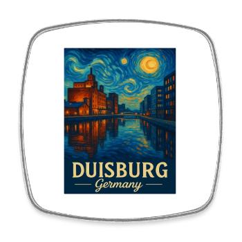 Duisburg Nacht am Rhein - Viereckiger Kühlschrankmagnet - Weiß - Vorne