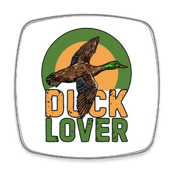 Duck Lover: Fliegende Stockente Grafik - Viereckiger Kühlschrankmagnet - Weiß - Vorne
