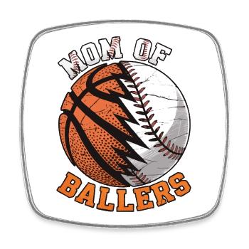 Mom of Ballers – Sportmama Design - Square fridge magnet - white - Front