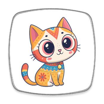 Cute kawaii kitten adorable little kawaii cat - Square fridge magnet - white - Front