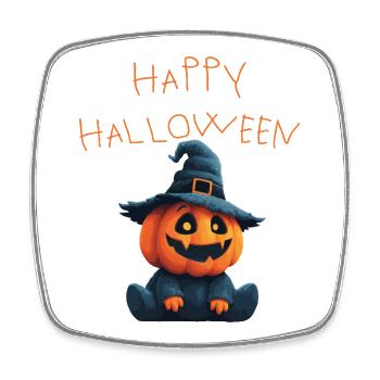 Joyeux Halloween – Douce sorcière citrouille - Magnet carré - blanc - Devant