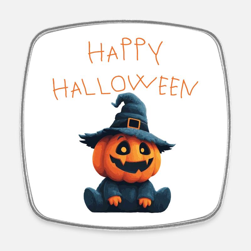 Joyeux Halloween – Douce sorcière citrouille - Magnet carré - blanc