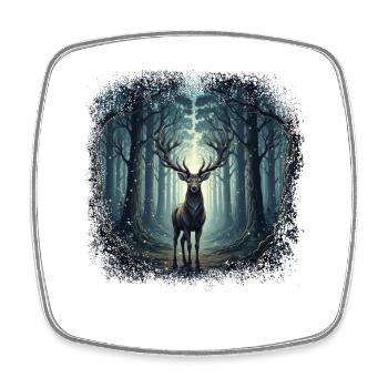 Forest Deer Scene Hunting Nature Lover - Square fridge magnet - white - Front