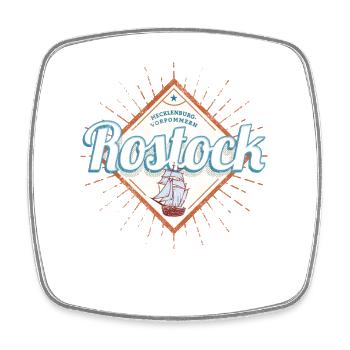 Rostock Vintage Segelschiff Deutschland Souvenir - Viereckiger Kühlschrankmagnet - Weiß - Vorne