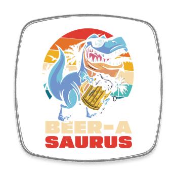 BeerA Saurus Dino with beer mug - Square fridge magnet - white - Front