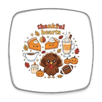 Dankbare Herzen Thanksgiving Cheer - Viereckiger Kühlschrankmagnet - Weiß - Vorne