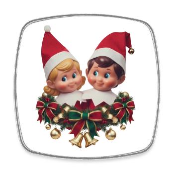 Cute and Festive Elf Duo Christmas Jumper - Square fridge magnet - white - Front