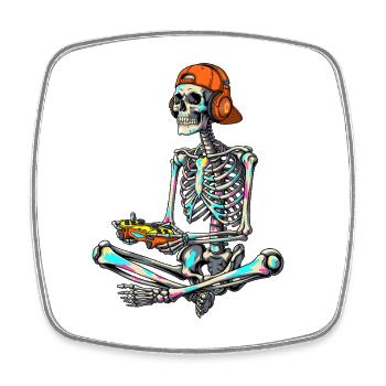 Neon Skeleton Gamer  - Square fridge magnet - white - Front