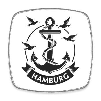 Hamburg Anker Maritimes Wappen Moin - Viereckiger Kühlschrankmagnet - Weiß - Vorne