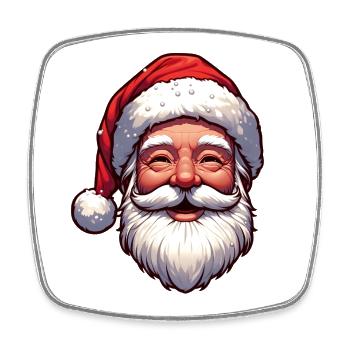 Fröhlicher Weihnachtsmann Gesicht - Viereckiger Kühlschrankmagnet - Weiß - Vorne