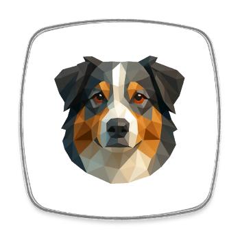 Süßer Australian Shepherd – Polygon Hundedesign - Viereckiger Kühlschrankmagnet - Weiß - Vorne