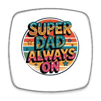 Super Dad Always On - Square fridge magnet - white - Front