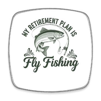 Plan de retraite Pêche à la mouche - Magnet carré - blanc - Devant