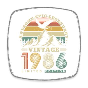 1986 Vintage Vintage Anniversaire Cadeau Rétro - Magnet carré - blanc - Devant