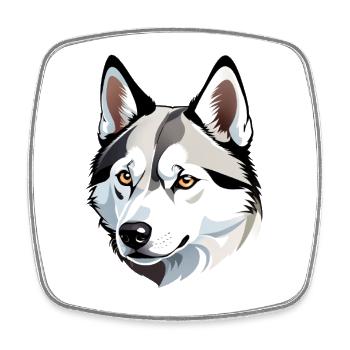 Wolfskopf Kopf-Illustration - Viereckiger Kühlschrankmagnet - Weiß - Vorne