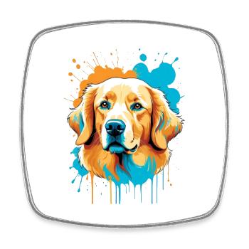 Colored Dog Portrait Splash Art - Square fridge magnet - white - Front